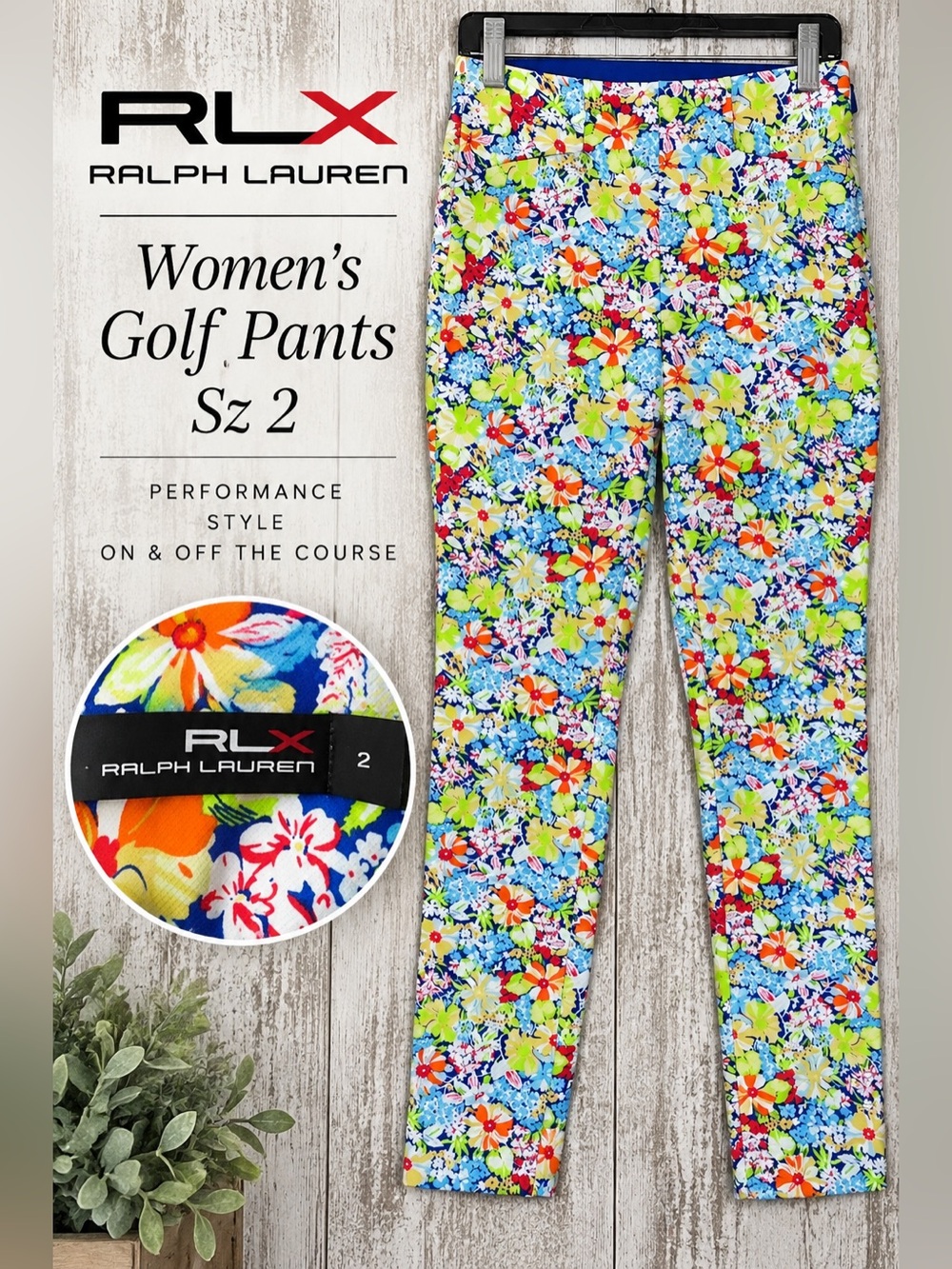 Ralph Lauren RLX Women’s Golf Pants Size 2 Floral Print Stretch Performance